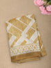 Warm Mustard Yellow Abstract Printed Design Mixed Cotton Saree