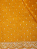 Warm Mustard Yellow Butta Zari Woven Design Pure Banarasi Silk Saree with Scalloped Border
