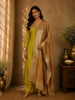 Warm Mustard Yellow Floral Beads Embroidered Design Tissue Silk Salwar Suit