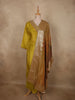 Warm Mustard Yellow Floral Beads Embroidered Design Tissue Silk Salwar Suit