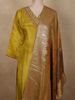 Warm Mustard Yellow Floral Beads Embroidered Design Tissue Silk Salwar Suit