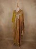 Warm Mustard Yellow Floral Beads Embroidered Design Tissue Silk Salwar Suit