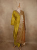 Warm Mustard Yellow Floral Beads Embroidered Design Tissue Silk Salwar Suit