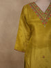 Warm Mustard Yellow Floral Beads Embroidered Design Tissue Silk Salwar Suit