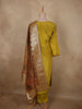 Warm Mustard Yellow Floral Beads Embroidered Design Tissue Silk Salwar Suit