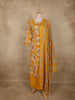 Warm Mustard Yellow Floral Printed Design Cotton Salwar Suit with Dupatta