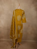 Warm Mustard Yellow Floral Printed Design Cotton Salwar Suit with Dupatta