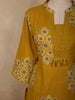 Warm Mustard Yellow Floral Printed Design Cotton Salwar Suit with Dupatta