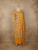 Warm Mustard Yellow Floral Printed Design Cotton Salwar Suit with Dupatta