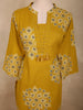 Warm Mustard Yellow Floral Printed Design Cotton Salwar Suit with Dupatta