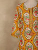 Warm Mustard Yellow Floral Printed Design Cotton Salwar Suit with Dupatta