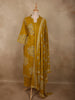 Warm Mustard Yellow Floral Printed Design Cotton Salwar Suit with Dupatta