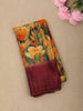 Warm Mustard Yellow Floral Printed Design Crepe Silk Casual Wear Saree