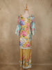 Warm Mustard Yellow Floral Printed Design Synthetic Palazzo Suit