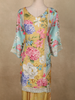 Warm Mustard Yellow Floral Printed Design Synthetic Palazzo Suit