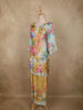 Warm Mustard Yellow Floral Printed Design Synthetic Palazzo Suit