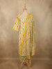 Warm Mustard Yellow Leaf Printed Design Cotton Straight Cut Salwar Suit with Dupatta