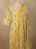 Warm Mustard Yellow Leaf Printed Design Cotton Straight Cut Salwar Suit with Dupatta