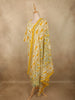 Warm Mustard Yellow Leaf Printed Design Cotton Straight Cut Salwar Suit with Dupatta