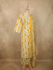 Warm Mustard Yellow Leaf Printed Design Cotton Straight Cut Salwar Suit with Dupatta