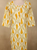 Warm Mustard Yellow Leaf Printed Design Cotton Straight Cut Salwar Suit with Dupatta