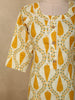 Warm Mustard Yellow Leaf Printed Design Cotton Straight Cut Salwar Suit with Dupatta