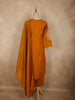 Warm Mustard Yellow Thread Embroidered Design Cotton Salwar Suit with Dupatta