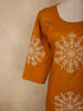 Warm Mustard Yellow Thread Embroidered Design Cotton Salwar Suit with Dupatta