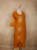 Warm Mustard Yellow Thread Embroidered Design Cotton Salwar Suit with Dupatta