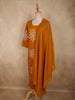 Warm Mustard Yellow Thread Embroidered Design Cotton Salwar Suit with Dupatta