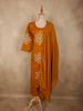 Warm Mustard Yellow Thread Embroidered Design Cotton Salwar Suit with Dupatta