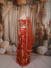 Warm Orange Floral Printed and Beads Embroidered Design Chiffon Fancy Lehenga with Matching Dupatta