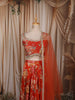 Warm Orange Floral Printed and Beads Embroidered Design Chiffon Fancy Lehenga with Matching Dupatta