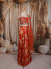 Warm Orange Floral Printed and Beads Embroidered Design Chiffon Fancy Lehenga with Matching Dupatta