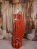 Warm Orange Floral Printed and Beads Embroidered Design Chiffon Fancy Lehenga with Matching Dupatta
