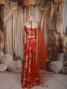 Warm Orange Floral Printed and Beads Embroidered Design Chiffon Fancy Lehenga with Matching Dupatta