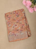 Warm Peach Floral Printed Design Linen Cotton Casual Wear Saree