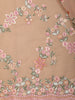 Warm Peach Floral Thread Embroidered Design Chiffon Fancy Saree