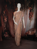 Warm Peach Floral Thread Embroidered Design Chiffon Fancy Saree