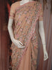 Warm Peach Floral Thread Embroidered Design Chiffon Fancy Saree