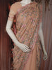 Warm Peach Floral Thread Embroidered Design Chiffon Fancy Saree