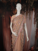 Warm Peach Floral Thread Embroidered Design Chiffon Fancy Saree