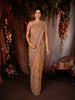 Warm Peach Floral Thread Embroidered Design Chiffon Fancy Saree
