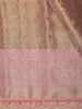 Warm Rose Copper Geometric Zari Woven Design Tissue Designer Saree with Sequins Border
