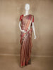 Warm Rose Copper Geometric Zari Woven Design Tissue Designer Saree with Sequins Border