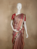 Warm Rose Copper Geometric Zari Woven Design Tissue Designer Saree with Sequins Border