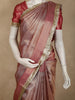 Warm Rose Copper Geometric Zari Woven Design Tissue Designer Saree with Sequins Border