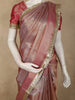 Warm Rose Copper Geometric Zari Woven Design Tissue Designer Saree with Sequins Border