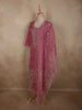 Warm Rosewood Pink Floral Sequins and Beads Embroidered Design Organza Salwar Suit