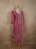Warm Rosewood Pink Floral Sequins and Beads Embroidered Design Organza Salwar Suit